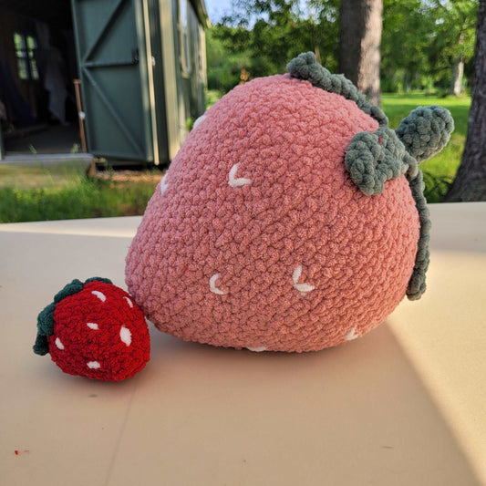 Jumbo Crochet Strawberry Pillow