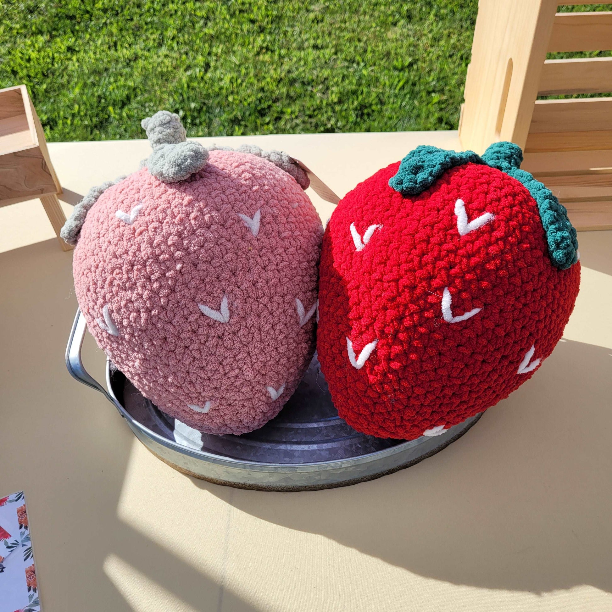 Jumbo Crochet Strawberry Pillow