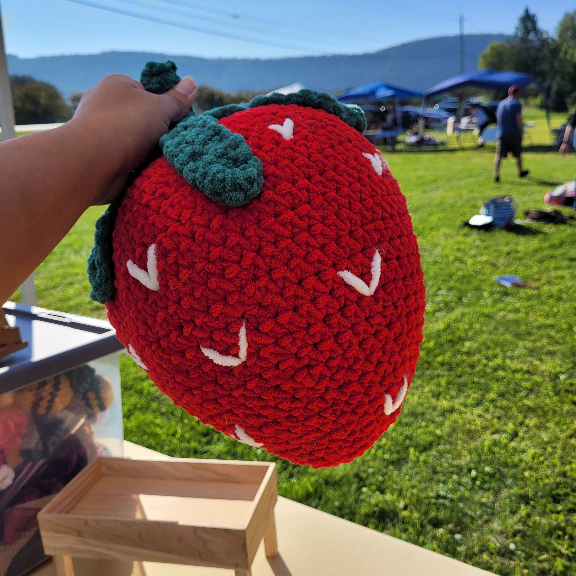 Jumbo Crochet Strawberry Pillow