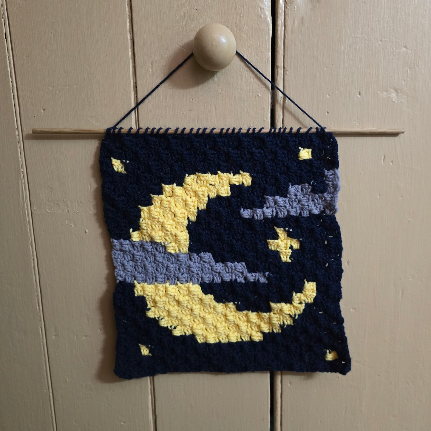 Moon Tapestry; Crochet Wall Art